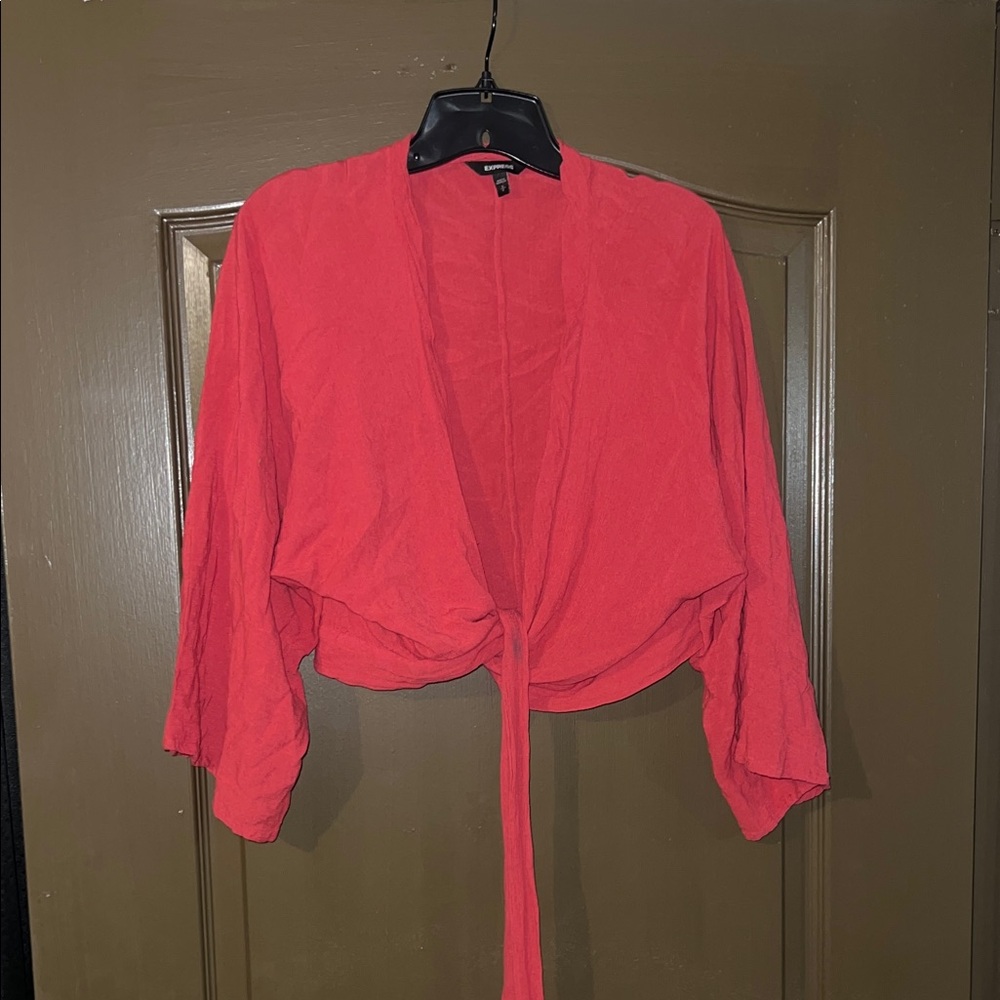 Red Tie-Front top
